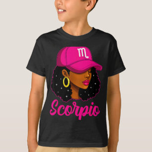 Camiseta Menina de Escorpião Rosa Cap Zodiac Aniversário Af