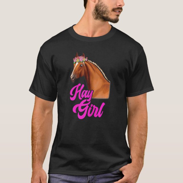 Camiseta Menina de Feno   Cavalgada de Cavalos Equestre Gar (Frente)
