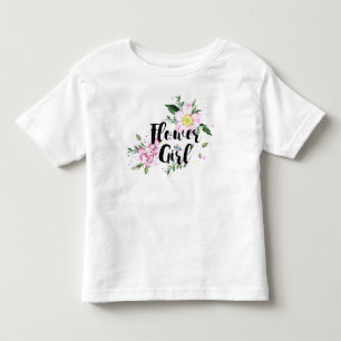 Camiseta Menina de Flores Rosa Floral Aquarela Casamento