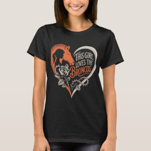 Camiseta Menina de Futebol de Denver Coração Cavalos Orange