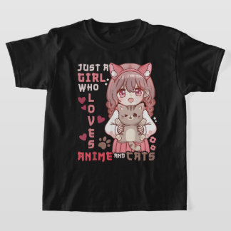 Camiseta Menina de Gato de Anime Apenas Uma Menina Que Ama