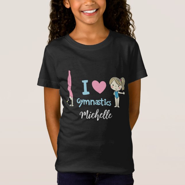 Camiseta Menina de ginástica personalizada, Eu adoro ginást (Frente)