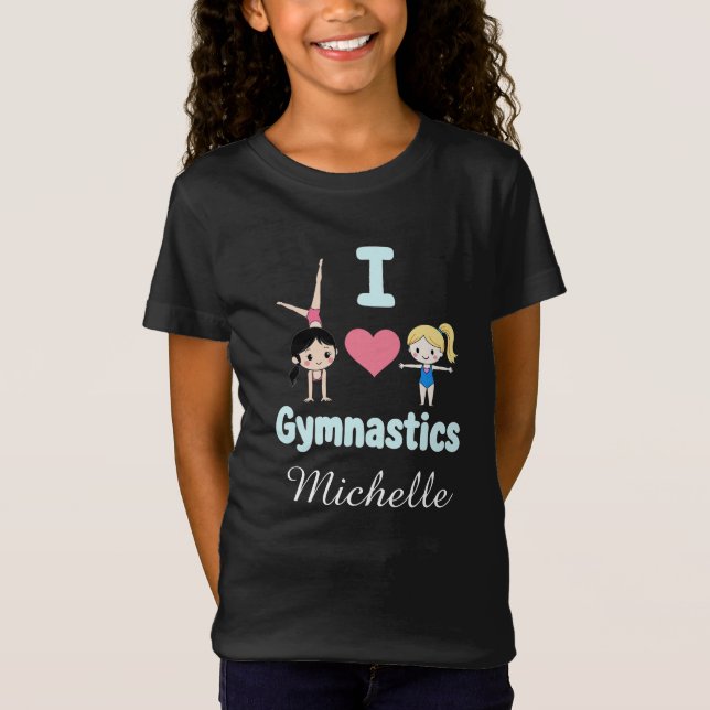 Camiseta Menina de ginástica personalizada, Eu adoro ginást (Frente)