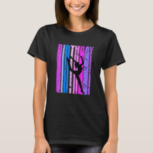 Camiseta Menina de Ginástica Rítmica Rosa Roxo Bastão Giran