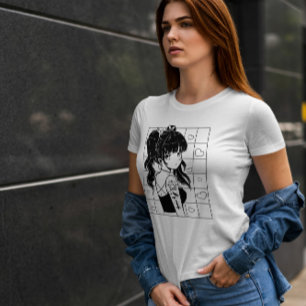 Camiseta Menina de Gótico de Anime Bonita