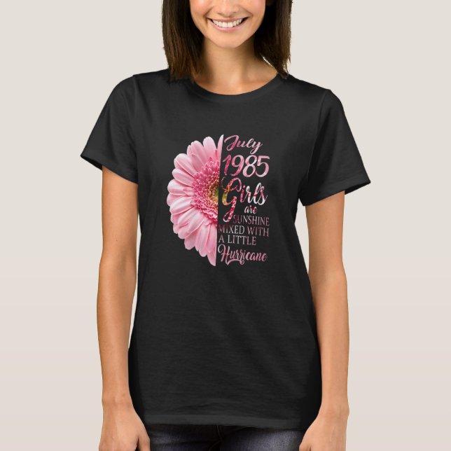 Camiseta Menina de julho de 1985 37 anos 37 anos (Frente)