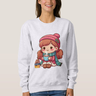 Camiseta Menina de Natal/inverno bonita com cacau
