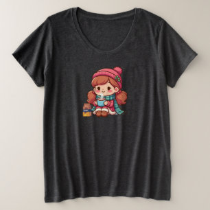 Camiseta Menina de Natal/inverno bonita com cacau