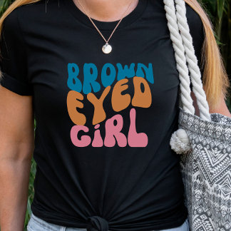 Camiseta Menina de Olho Marrom das Mulheres Retro