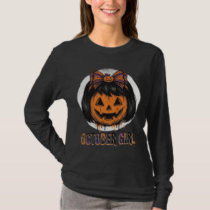 Camiseta Menina de Outubro Arco de Abóbora Desenho Vetorial