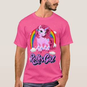 Camiseta Menina de Patins Unicórnio dos Anos 70 e 80