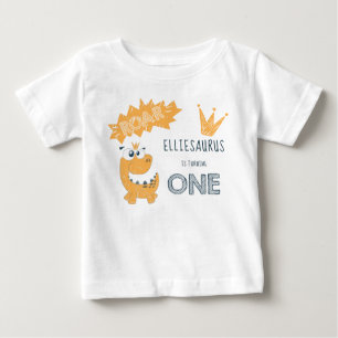 Camiseta Menina de primeiro aniversário Dinossauro Rugido