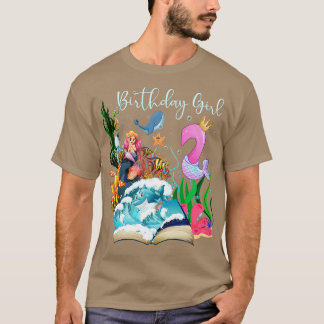 Camiseta Menina de segundo aniversário de Sereia