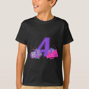 Camiseta Menina de torcida de 4 anos de idade Aniversário d