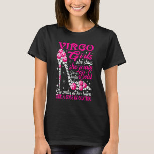Camiseta Menina de Virgem Como Chefe No Controle Sapatos de