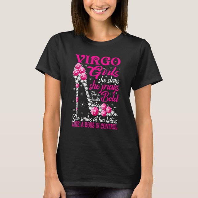 Camiseta Menina de Virgem Como Chefe No Controle Sapatos de (Frente)