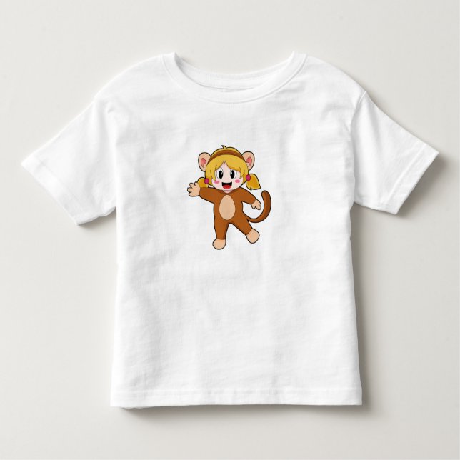 Camiseta Menina disfarçada de macaco (Frente)