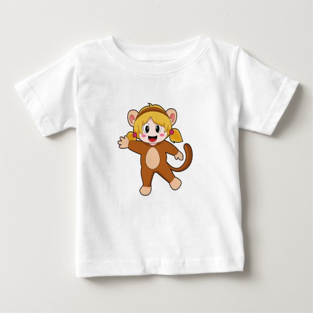 Camiseta Menina disfarçada de macaco (Frente)