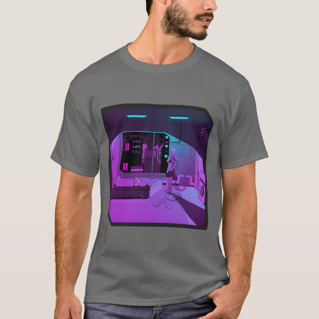 Camiseta Menina do anime retrowave synthwave estética outru (Frente)
