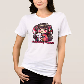 Camiseta Menina do Ano Novo Vietnamita & Cabra