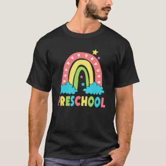 Camiseta Menina do Arco-íris Pré-escolar Olá Professora Men