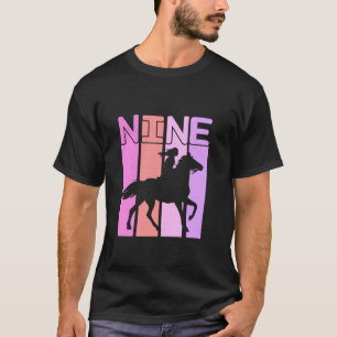Camiseta Menina do Cavalo Aniversário de 9 Anos Cavalgada 9