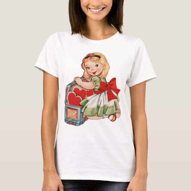 Camiseta Menina do Coração - Crianças Retron Cute (Frente)
