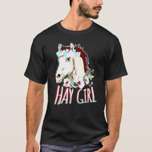 Camiseta Menina do Feno Cavalo Flores Passeio a Cavalo Flor