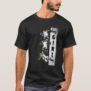 Camiseta Menina do Feno de Novilha Louca Vaca Com Flores Bo