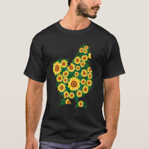 Camiseta Menina do Girassol de Frango Mulheres Fazendeira A