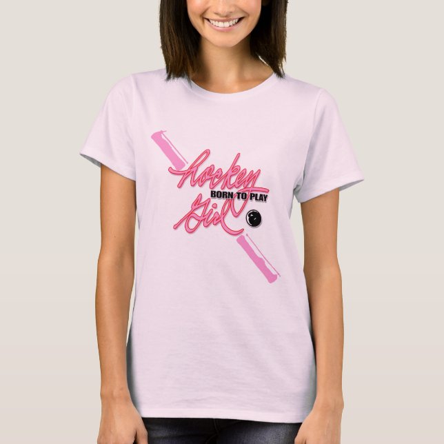 Camiseta Menina do hóquei - nascer a jogar (Frente)