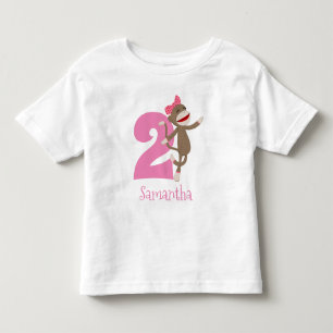 Camiseta Menina do Macaco de Meias Fofo Faz Aniversário
