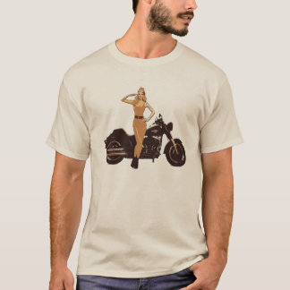 Camiseta Menina do pino-acima do poster da motocicleta do