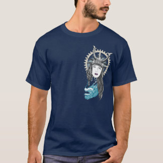 Camiseta Menina do samurai de Steampunk com dragão