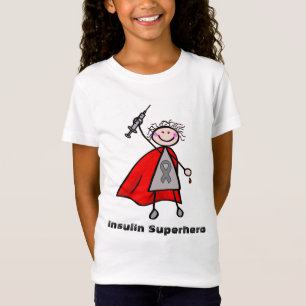Camiseta Menina do super-herói da insulina do diabetes