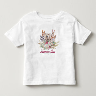 Camiseta Menina Doce Boêmio Animais da Floresta Selvagem
