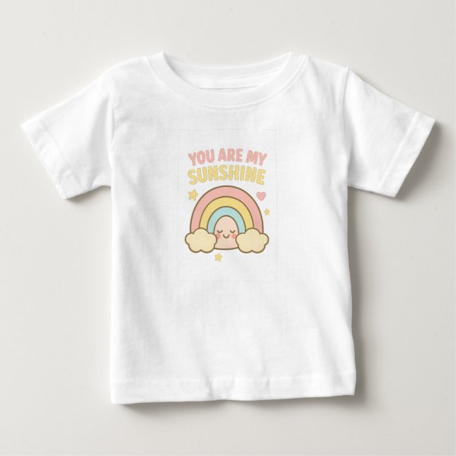 Camiseta Menina Doce - Charme de Arco-Íris Pastel (Frente)