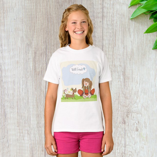 Camiseta Menina e Cachorro Marrom Melhores Amigos (Criador carregado)