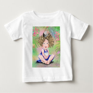Camiseta Menina e Pássaro Bebê Bonitos - Amigos no Jardim