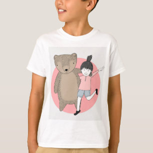 Camiseta Menina e Ursinho de Pelúcia - Ilustração
