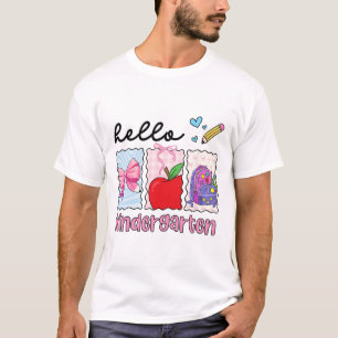 Camiseta Menina Elegante De Volta à Escola Olá Jardim de In