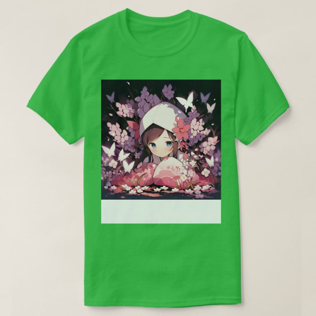 Camiseta menina em animação floral (Frente do Design)