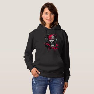 Camiseta Menina Emo Urbana Cyber 2K em Rosa Vibrante e Pret