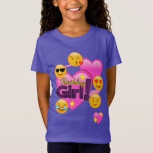 Camiseta Menina Emojis do aniversário (coração)
