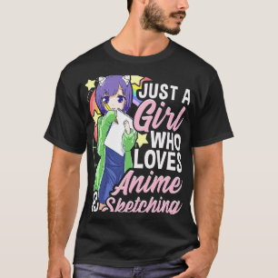 Camiseta Menina Engraçada Só Uma Menina Que Ama Anime E Ske
