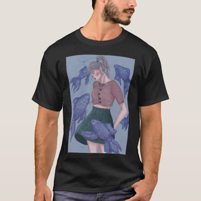 Camiseta Menina entre peixes (Frente)