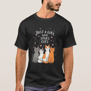 Camiseta Menina Feliz Ama Gatos Arte de Coração de Gato Fof