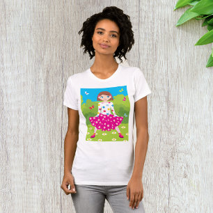 Camiseta Menina Feliz com Flores e Borboletas