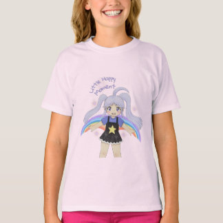 Camiseta Menina Feliz Ilustração Desenhada à Mão – Pequena