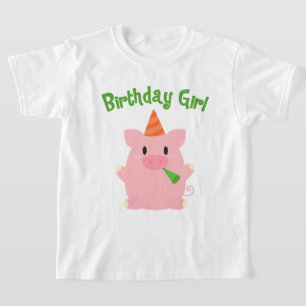 Camiseta Menina festiva do aniversário do porco